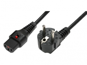 Power Cable, R/A Schuko plug, HO5VV-F 3 X 1.00mm2 to C13 IEC LOCK, 2m black