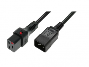 Power Cable, Male C20, H05VV 3 X 1.5mm2 to C19 IEC LOCK, 2m black
