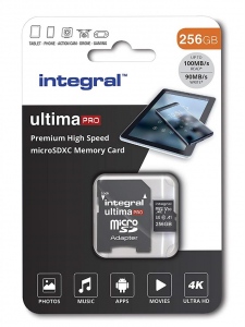 Card De Memorie Integral 256GB Clasa 10 + Adapter Black