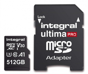 Card De Memorie Integral 512GB  Clasa 10 + Adapter Black