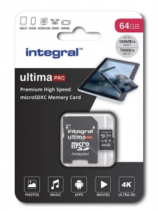 Card De Memorie Integral 64GB Clasa 10+ Adaptor Black