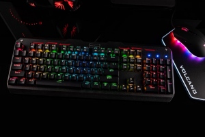Tastatura Cu Fir MODECOM VOLCANO HAMMER RGB Brown Outemu Switch, Iluminata, Led Multicolor, Neagra