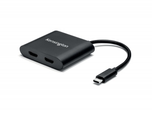 CABLU video KENSINGTON, adaptor USB 3.1 Type-C (T) la dual HDMI 1.4 (M), 11cm, rezolutie maxima 4K UHD (3840 x 2160) la 30 Hz, negru, 