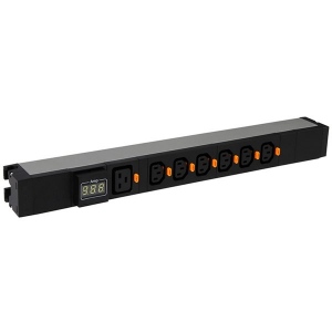 Legrand PDU 19-- 6 C13 + 1 C19 outlets with ammeter, with cord locking system, connection on terminal block, 1U aluminium profile