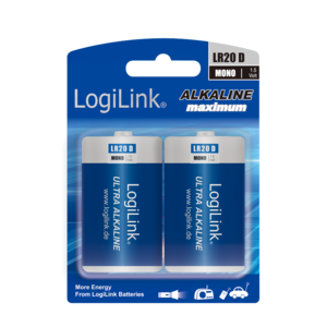 LOGILINK -Ultra Power LR20 Alkaline batteries, Mono, 1.5V, 2pcs