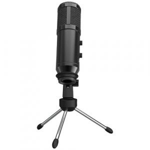LORGAR Gaming Microphones, Whole balck color, USB condenser microphone with Volumn Knob & Echo Kob, including 1x Microphone, 1 x 2.5M USB Cable, 1 x Tripod Stand, 1 x User Manual, body size: Î¦47.4*158.2*48.1mm, weight: 243.0g