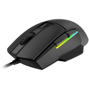 LORGAR Jetter 357, gaming mouse, Optical Gaming Mouse with 6 programmable buttons, Pixart ATG4090 sensor, DPI can be up to 8000, 30 million times key life, 1.8m PVC USB cable, Matt UV coating and RGB lights with 4 LED flowing mode, size:124.90*71.65*41.36mm, 75g