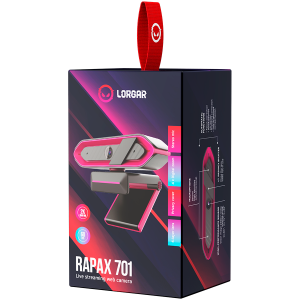 LORGAR Rapax 701, Streaming Camera,2K 1080P/60fps, 1/3--,4Mega CMOS Image Sensor, Auto Focus, Built-in high sensivity low noise cancelling Microphone,Pink coating color, USB 2.0 Type C , L=2000mm, size: 105x46.8x62.5mm, Weight: 108g