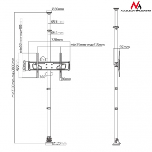 Suport Maclean MC-791 Ceiling and floor TV holder 37 - 65 