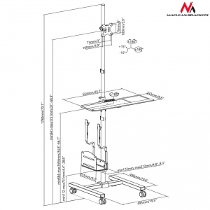 Suport Maclean MC-793 Professional stand mobile trolley CPU on wheels max 20kg 17---32-