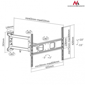Maclean MC-798 TV holder 37-70 --35kg, max vesa 600x400 fits curved TV