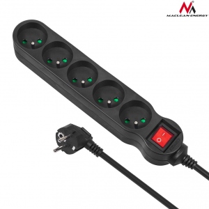 Maclean MCE184 Power strip 5-outlet with switch 3m Cable