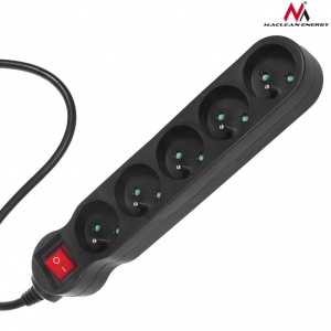 Maclean MCE185 Power Strip 5-outlet with switch 5m