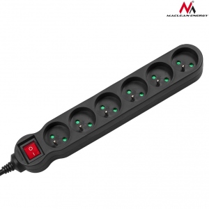 Maclean MCE188 Power Strip 6-outlet with switch 5m Cable