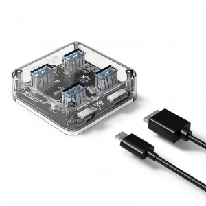 Hub Orico MH4U-U3-10 4 Port-uri USB 3.0 Transparent 