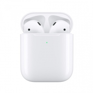 Casti Apple AirPods 2 True Wireless Bluetooth, In-Ear, Microfon, cu incarcare wireless