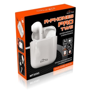 R-PHONES PRO TWS- Bluetooth headset TWS with powerbank. White