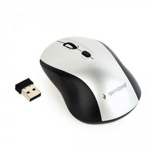 Mouse Wireless Gembird Optical MUSW-4B-02-BS, 1600 DPI, nano USB, Black-Silver