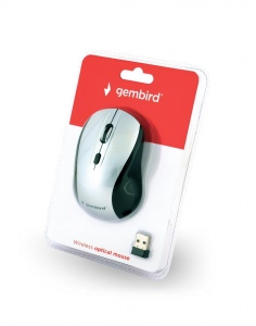 Mouse Wireless Gembird Optical MUSW-4B-02-BS, 1600 DPI, nano USB, Black-Silver