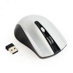 Mouse Wireless Gembird Optical MUSW-4B-04-BS, 1600 DPI, nano USB, Black-Silver