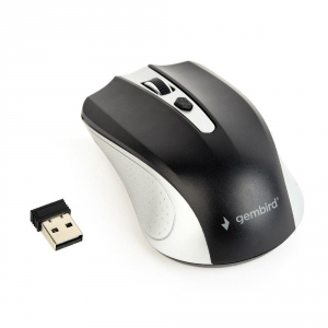 Mouse Wireless Gembird Optical MUSW-4B-04-SB, 1600 DPI, nano USB, Silver-Black