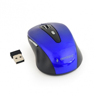 Mouse Wireless Gembird Optical MUSW-6B-01-B, 1600 DPI, nano USB, Black-Blue