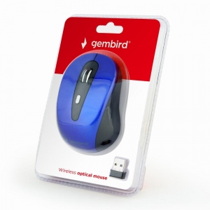 Mouse Wireless Gembird Optical MUSW-6B-01-B, 1600 DPI, nano USB, Black-Blue