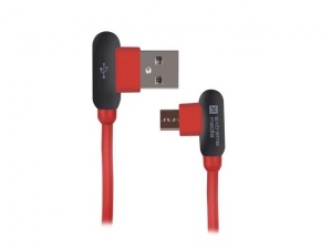 Extreme Media cable microUSB  to USB (M), 1m, Angled Left/Right, Red