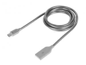 Extreme Media cable microUSB  to USB (M), 1m, silver,metalic oplot
