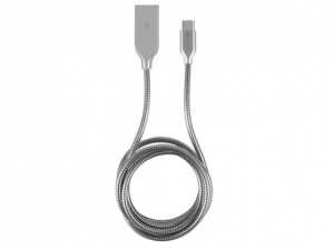 Extreme Media cable USB typ-C to USB (M), 1m, silver,metalic oplot