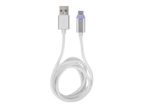 Extreme Media cable microUSB  to USB (M), 1m, silver, LED