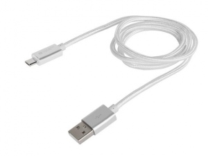 Extreme Media cable microUSB  to USB (M), 1m, silver, nylon oplot