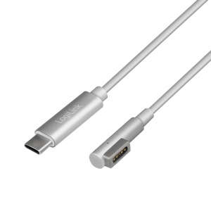 CABLU alimentare LOGILINK, pt. notebook Apple, USB 2.0 Type-C (T) la Apple MagSafe (T) la 90 grade,  1.8m, argintiu, 