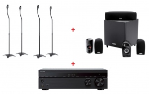 Sistem Audio Home cinema cu Receiver SONY STR-DH590, Sistem Boxe 5.1 Polk Audio TL1600 si Suporti boxe SS01
