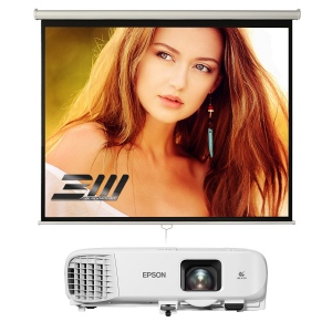 Pachet cu videoproiector Epson EB-2247U si Ecran proiectie manual 16/10MN300, 300cm x 187cm