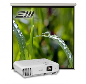 Pachet Educational cu Video proiector EPSON EB-X05 si Ecran manual Blackmount 200cm x 200cm