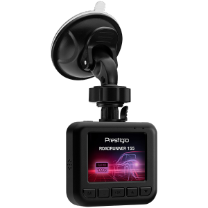 Prestigio RoadRunner 155, 2.0-- LCD (320x240) display, FHD 1920x1080@30fps, HD 1280x720@30fps, Jieli AC5601, 2 MP CMOS GC2053 image sensor, 2 MP camera, 140° Viewing Angle, Mini USB, 180 mAh, OVP, NTC, Motion Detection, G-sensor, Cyclic Recording, color/Black, Plastic case