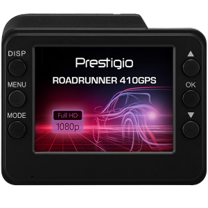Car Video Recorder PRESTIGIO RoadRunner 410GPS (FHD 1920x1080@30fps, 2.0 inch screen, MSC8328P, 2 MP CMOS GC2023 image sensor, 3 MP camera, 140Â° Viewing Angle, Mini USB, capacitor, GPS, Automatic Night Mode, Motion Detection, G-sensor, Cyclic Recording, ADAS, WDR, HDR, LDWS, FCWS, Radar POI, Black, Plastic)