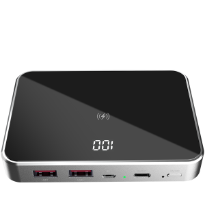Prestigio Graphene PD, fast charging powerbank, capacity 10000 mAh, 2*USB3.0 quick charge, 1*Type-C PD, wireless charging interface 10W, LED battery indicator, leather case, cable type C-USB, 60W adapter in the box, aluminium and tempered glass, black+space grey color.