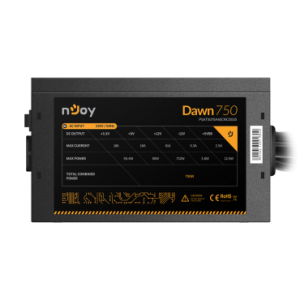 nJoy | Dawn 750 | PSAT5075A40CNCO01B | 750 W | Activa | 1 x 20+4 pin ATX, 1 x 4+4 pin ATX 12V | 2 x 6+2 pin PCI-E, 5 x SATA, 3 x 4 pin Molex | PFC active | OCP / OVP / SCP / OPP | Corescpunde cu 80 Plus Bronze
