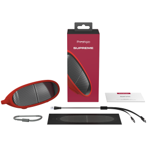 Prestigio Supreme, 2-in-1 bluetooth speakers with magnets, TWS, 1000mAH battery, with Type-C port,  Type-C to USB Cable 1.5M, Dimension 69*96*65mm, red color.