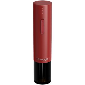 Prestigio Valenze, smart wine opener, simple operation with 2 buttons, aerator, vacuum stopper preserver, foil cutter, opens up to 80 bottles without recharging, 500mAh battery, Dimensions D 48.5*H220mm, red color