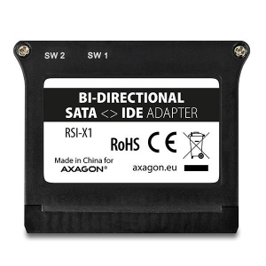 Adaptor SATA la IDE 40-pin Axagon RSI-X1, Bi-directional, Alimentare 4-pin FDD, Negru