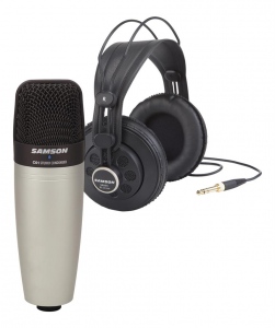 SAMSON C01 XLR Condenser Microphone + SR850 Headphones Bundle