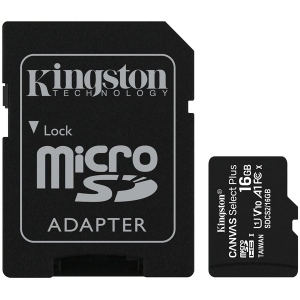 Card de memorie Kingston 16GB Clasa 10 + Adaptor, Black