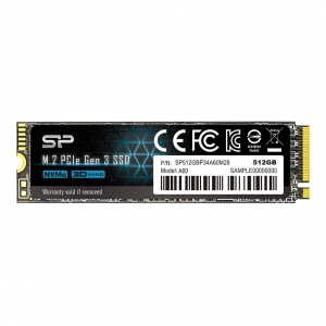 SSD Silicon Power P34A60 512GB, M.2 PCIe Gen3 x4 NVMe, 2200/1600 MB/s