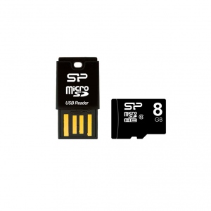 Card Reader Silicon Power Key USB microSD / SDHC / SDXC + 8GB microSD card