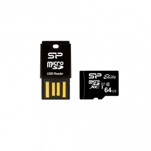 Card Reader Silicon Power Key USB microSD / SDHC / SDXC + 64GB microSD card