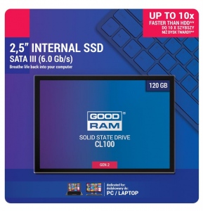 SSD GOODRAM SSD CL100 gen.2 120GB 2.5-- SATA3, 485/380 MB/s, 7mm