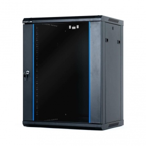 START.LAN rack wall-mounting cabinet 19-- 15U 600x450mm black (glass front door)